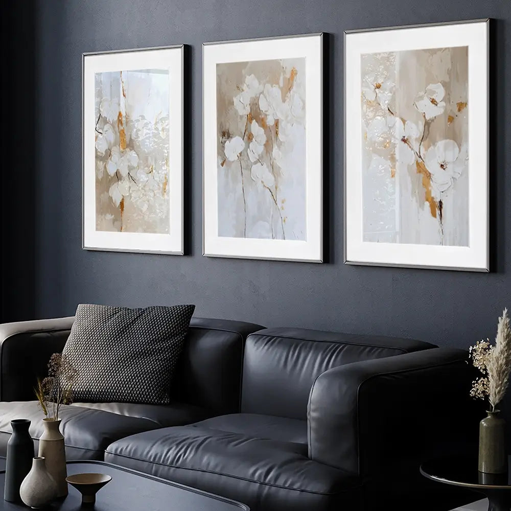 Delicate Whites Framed Art Print Trio Delicate Whites Framed Art Print Trio wall art product IAmHomeStudio