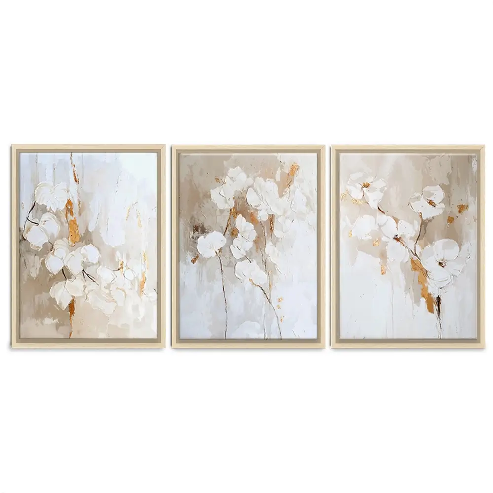 Delicate Whites Trio Canvas Print Delicate Whites Trio Canvas Print wall art product IAmHomeStudio