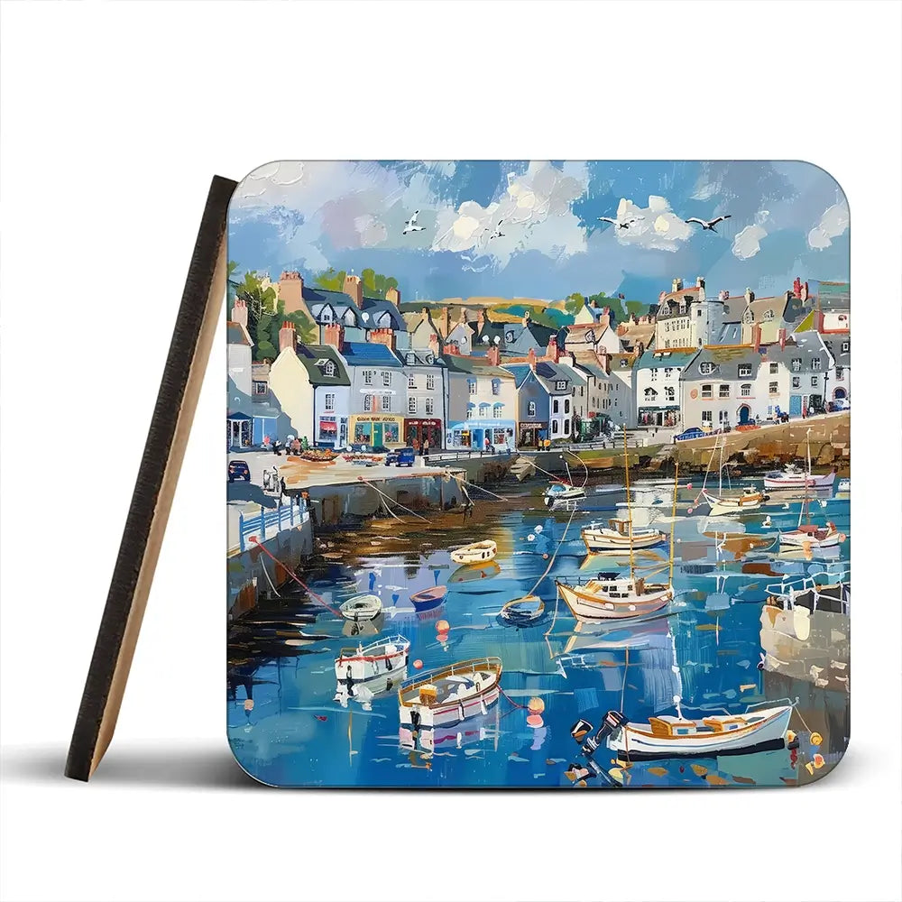 Devon Harbour Coaster Set Rainbow Soul Tree Coaster Set | Rainbow Soul Tree Art Coasters wall art product David Alexander Elder