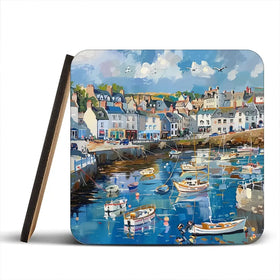 Devon Harbour Coaster Set Rainbow Soul Tree Coaster Set | Rainbow Soul Tree Art Coasters wall art product David Alexander Elder