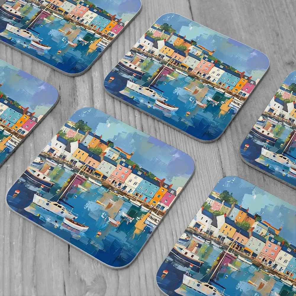 Devon Town Harbour Coaster Set Devon Town Harbour Coaster Set wall art product David Alexander Elder