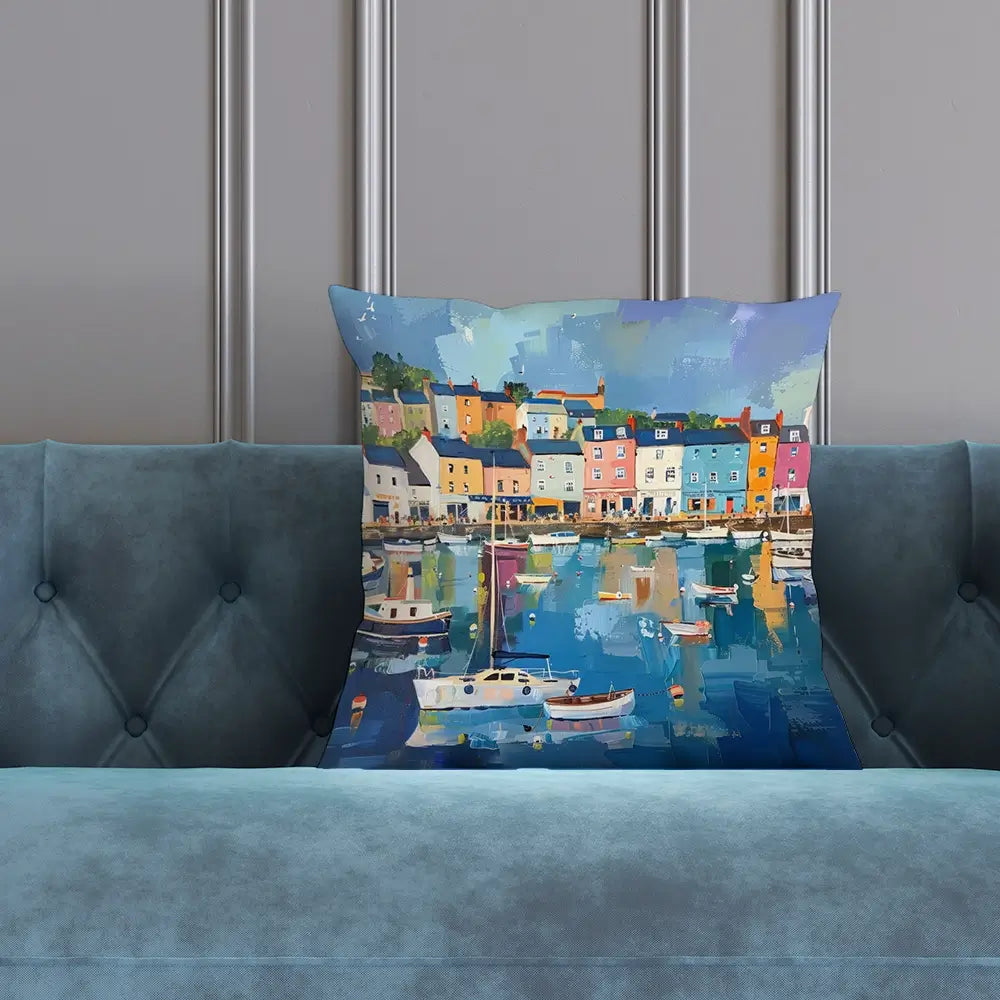 Devon Town Harbour Cushion Devon Town Harbour Cushion wall art product David Alexander Elder