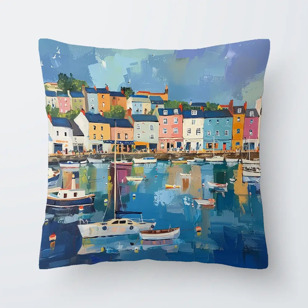 Devon Town Harbour Cushion Devon Town Harbour Cushion wall art product David Alexander Elder