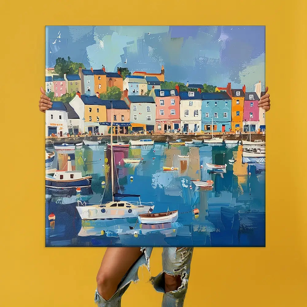 Devon Town Harbour Oversized Canvas Print Devon Town Harbour Oversized Canvas Print wall art product Art Print Shop