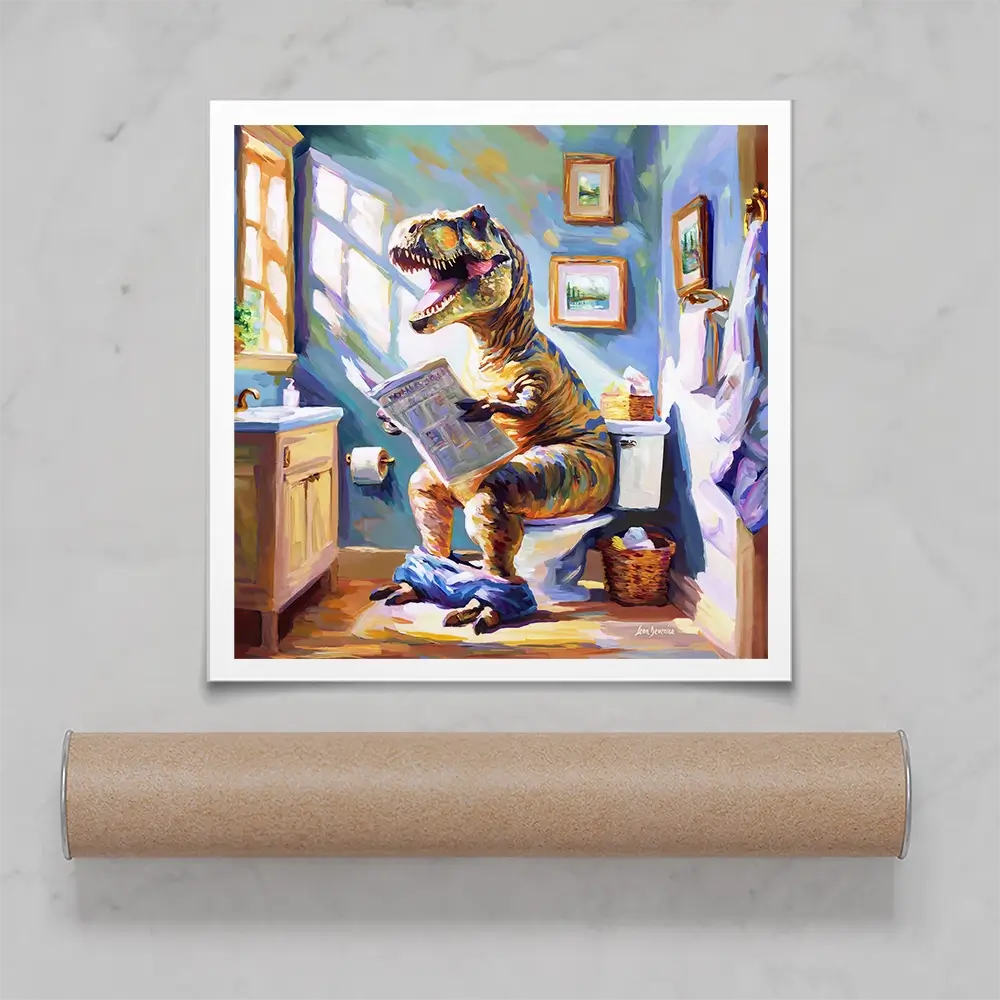 Dino's Daily Dose of Humour Square Art Print Dino's Daily Dose of Humour Square Art Print wall art product Leon Devenice