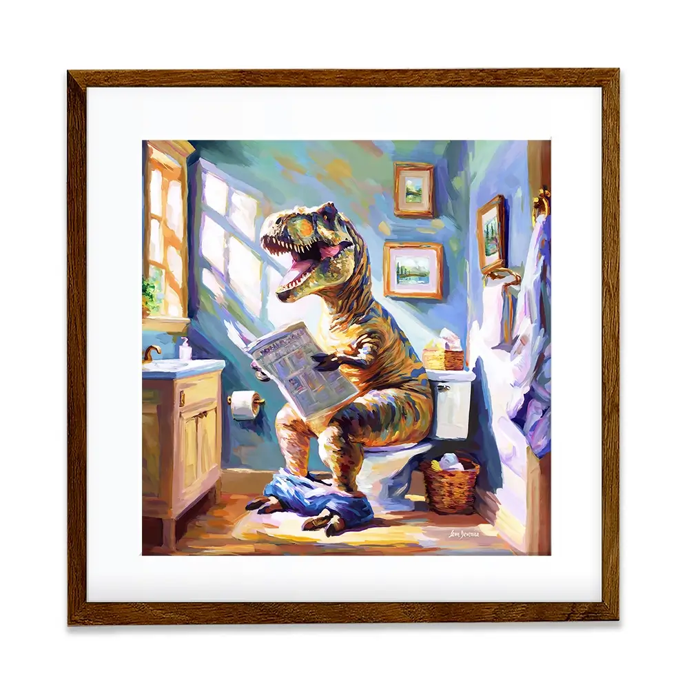 Dino's Daily Dose Of Humour Square Framed Art Print Dino's Daily Dose Of Humour Square Framed Art Print wall art product Leon Devenice