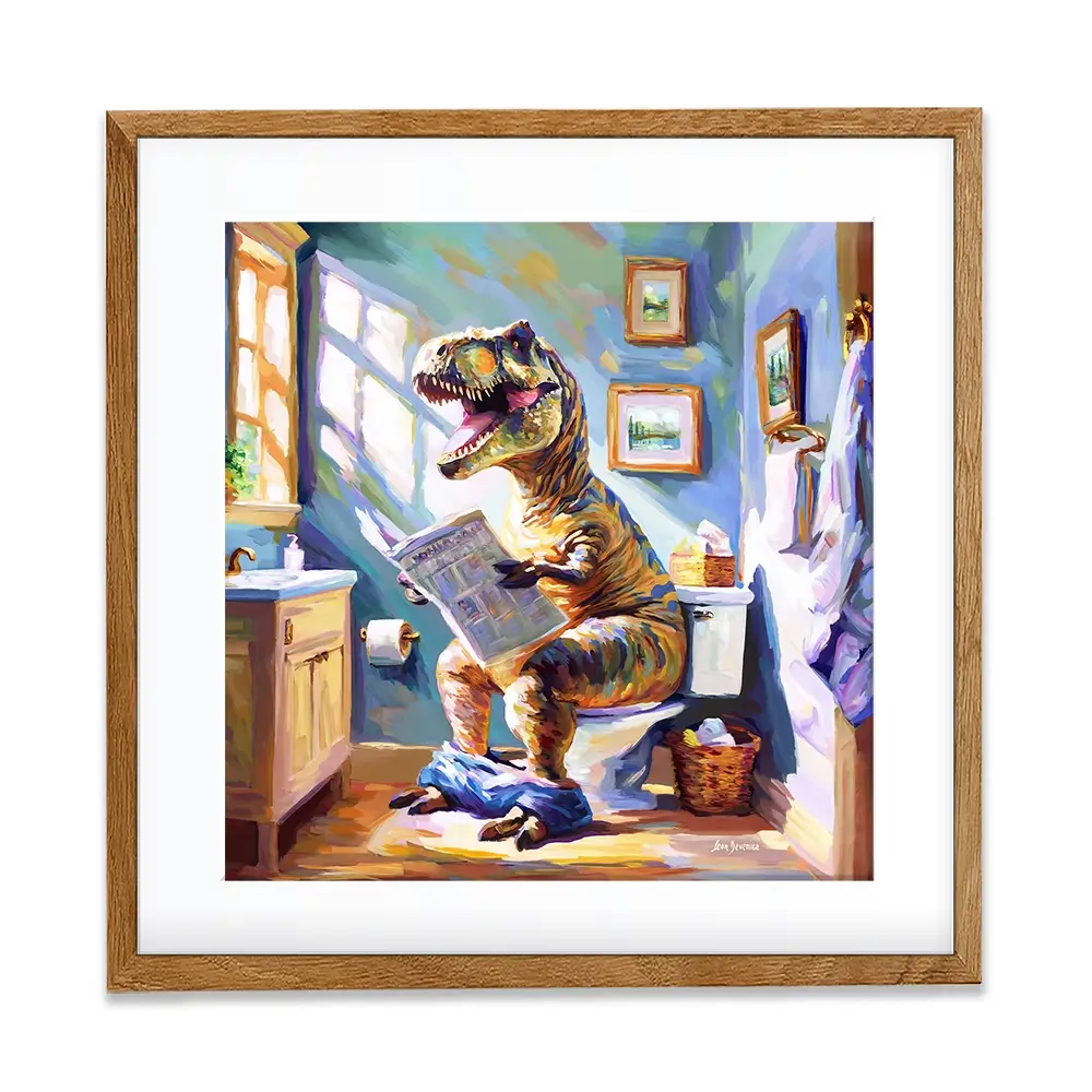 Dino's Daily Dose Of Humour Square Framed Art Print Dino's Daily Dose Of Humour Square Framed Art Print wall art product Leon Devenice