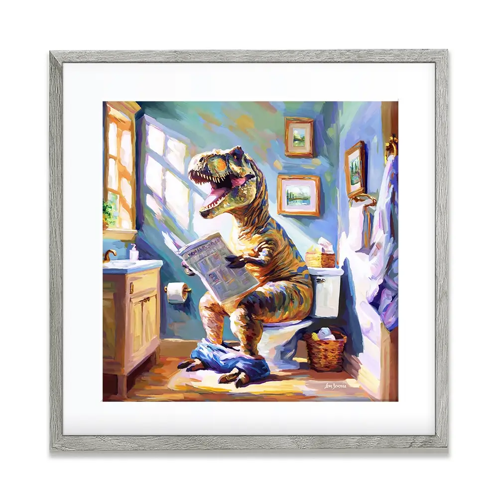 Dino's Daily Dose Of Humour Square Framed Art Print Dino's Daily Dose Of Humour Square Framed Art Print wall art product Leon Devenice