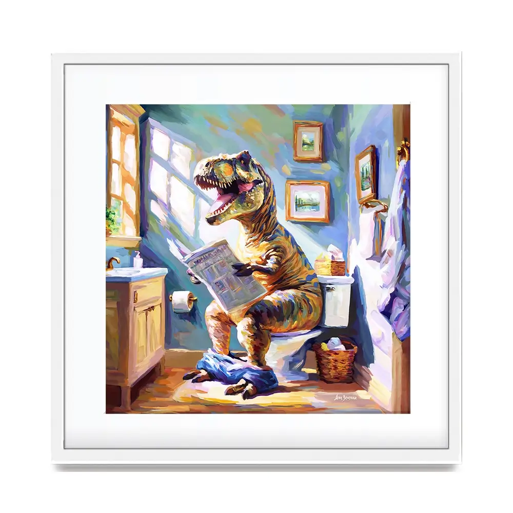 Dino's Daily Dose Of Humour Square Framed Art Print Dino's Daily Dose Of Humour Square Framed Art Print wall art product Leon Devenice