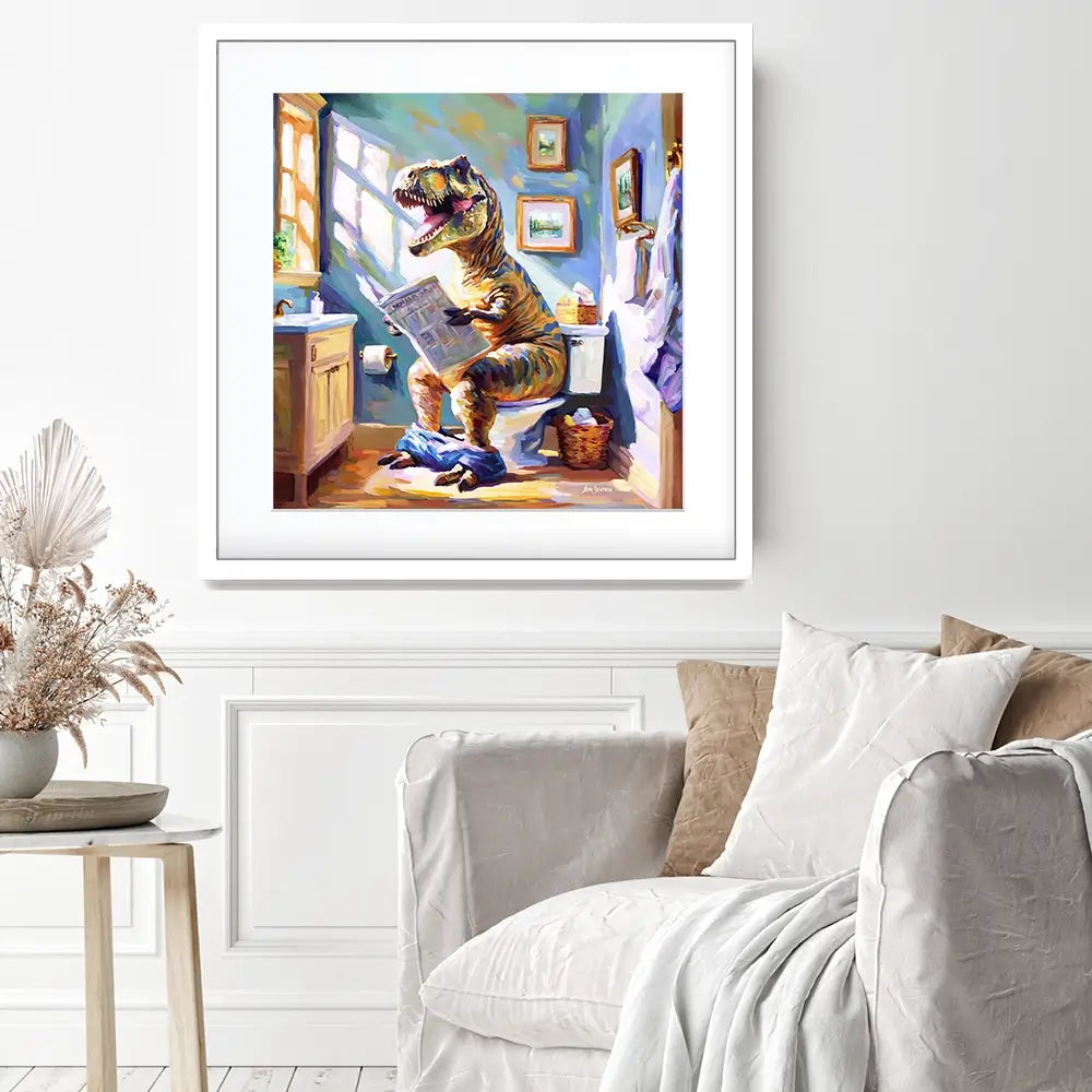 Dino's Daily Dose Of Humour Square Framed Art Print Dino's Daily Dose Of Humour Square Framed Art Print wall art product Leon Devenice