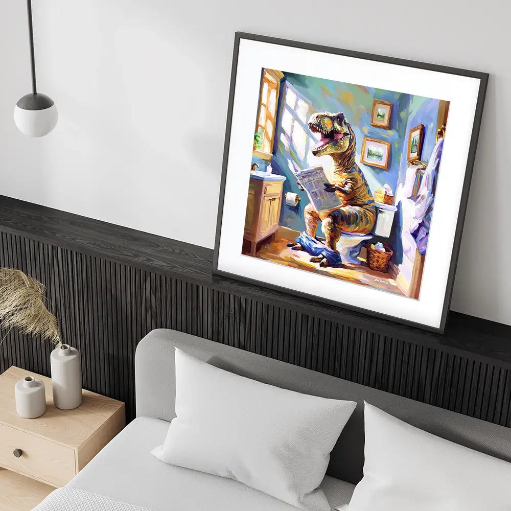 Dino's Daily Dose Of Humour Square Framed Art Print Dino's Daily Dose Of Humour Square Framed Art Print wall art product Leon Devenice