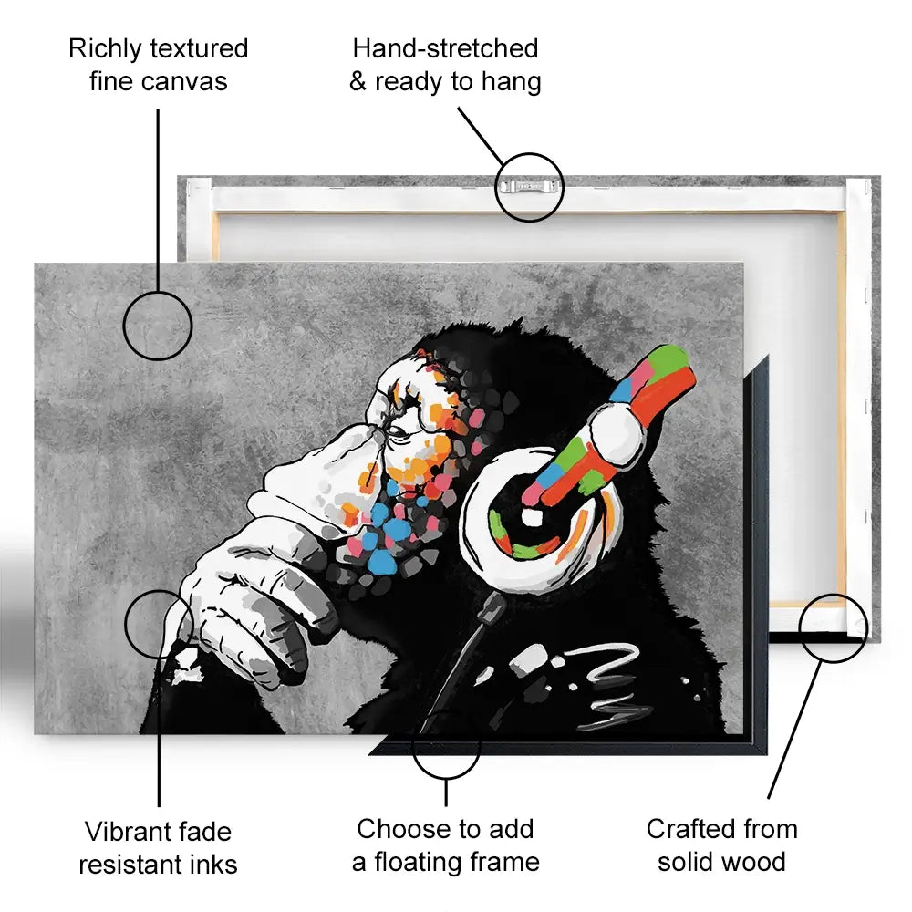 DJ Monkey Canvas Print DJ Monkey Canvas Print | DJ Monkey Artwork | Banksy Art wall art product Banksy