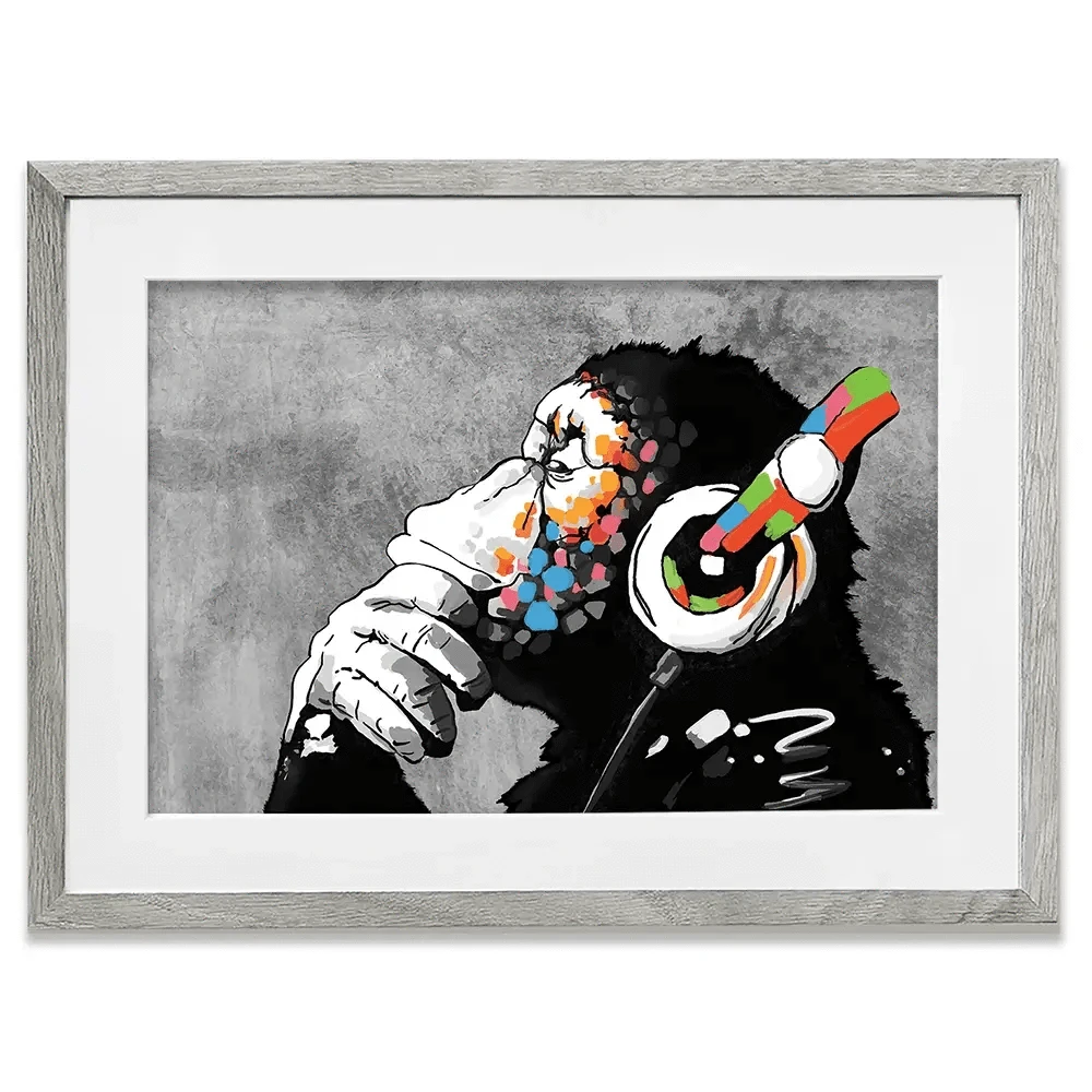 DJ Monkey Framed Art Print DJ Monkey Framed Art Print wall art product Banksy