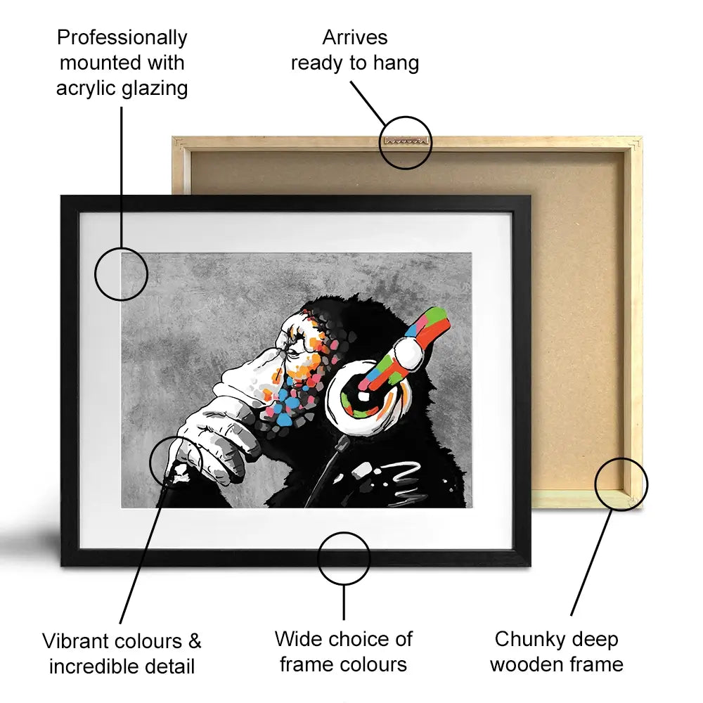 DJ Monkey Framed Art Print DJ Monkey Framed Art Print wall art product Banksy