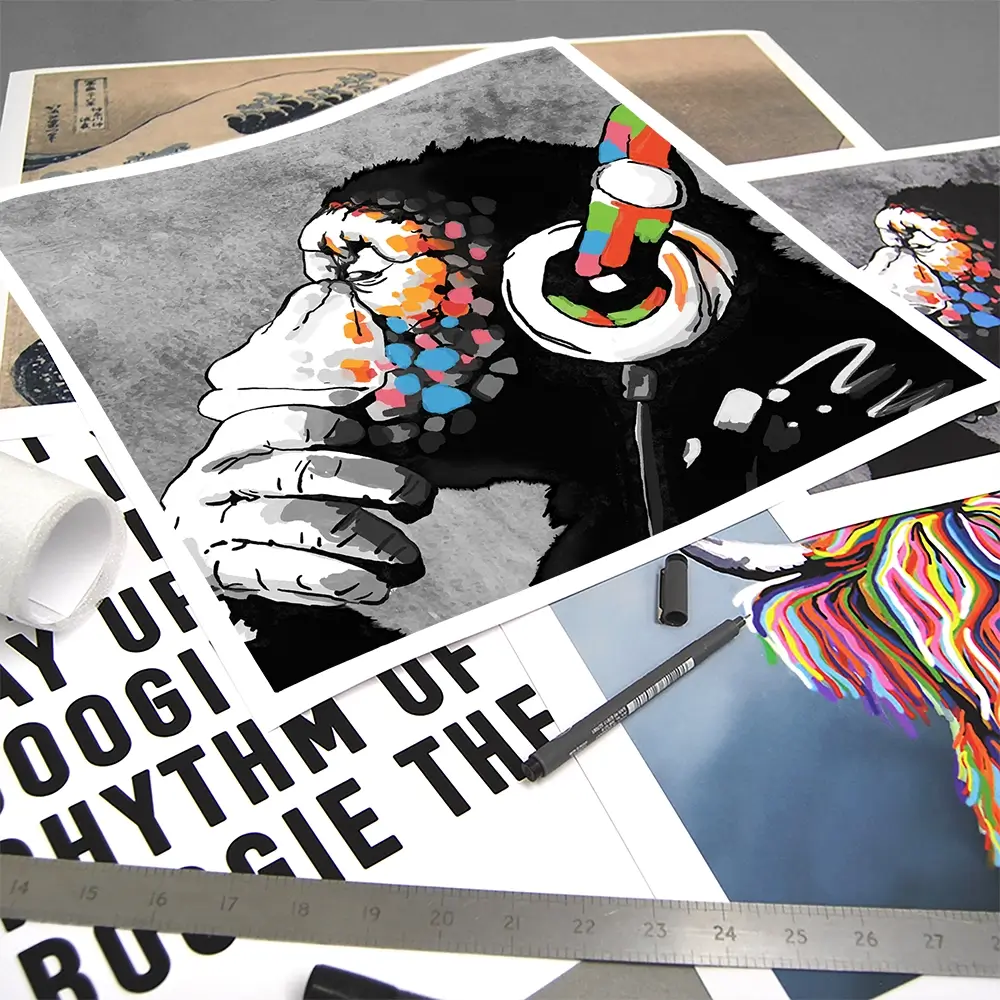 DJ Monkey Square Art Print DJ Monkey Square Art Print wall art product Banksy