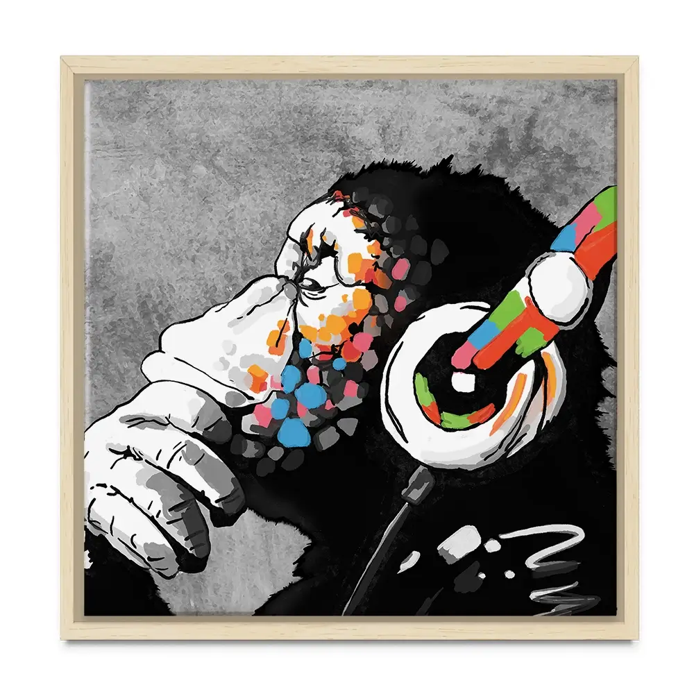 DJ Monkey Square Canvas Print DJ Monkey Square Canvas Print | DJ Monkey Square Artwork | Banksy Art wall art product Banksy