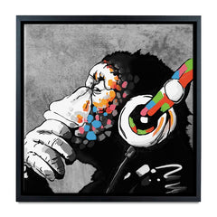 DJ Monkey Square Canvas Print wall art product Banksy