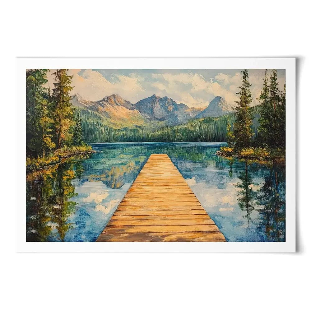 Dock In The Mountains Art Print Dock In The Mountains Art Print wall art product Petals Prints Design - Independent