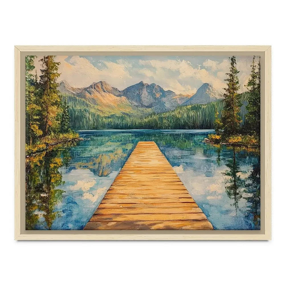 Dock In The Mountains Canvas Print Dock In The Mountains Canvas Print wall art product Petals Prints Design - Independent