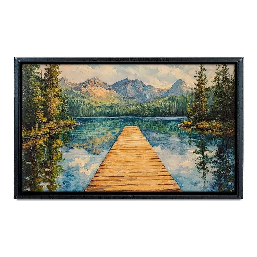 Dock In The Mountains Canvas Print Dock In The Mountains Canvas Print wall art product Petals Prints Design - Independent
