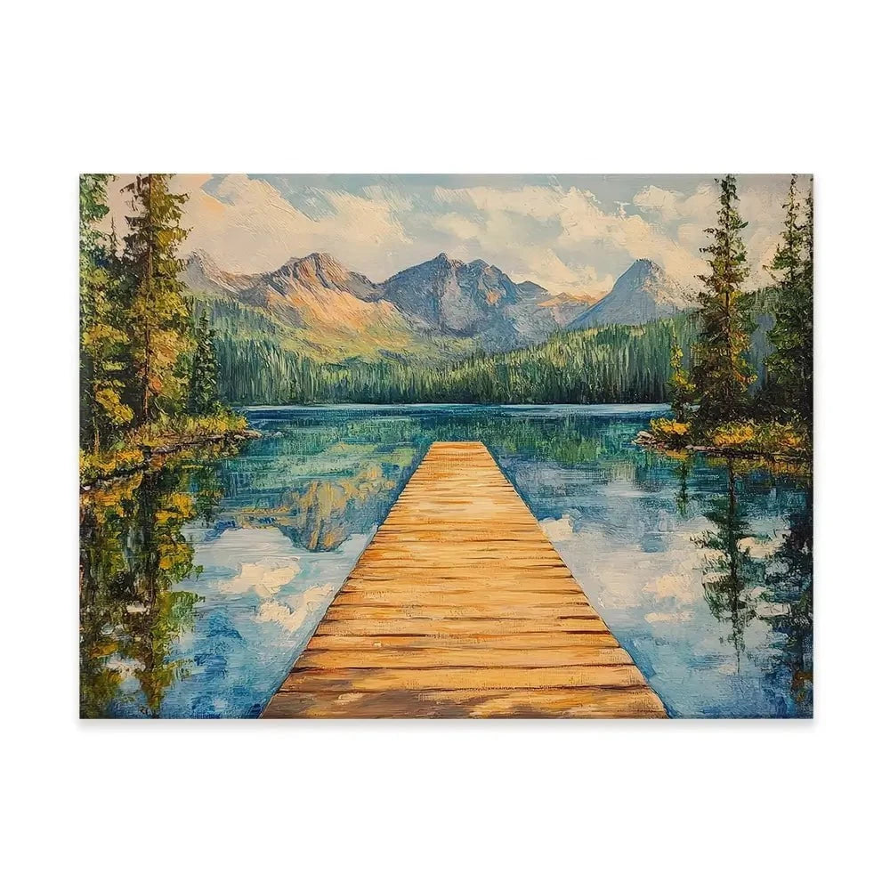 Dock In The Mountains Canvas Print Dock In The Mountains Canvas Print wall art product Petals Prints Design - Independent