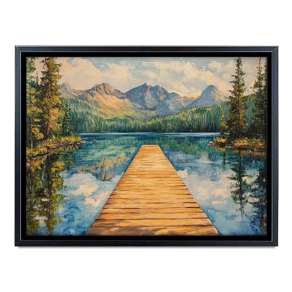 Dock In The Mountains Canvas Print Dock In The Mountains Canvas Print wall art product Petals Prints Design - Independent