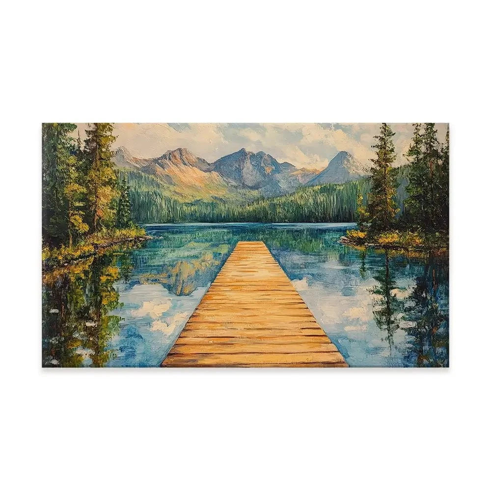 Dock In The Mountains Canvas Print Dock In The Mountains Canvas Print wall art product Petals Prints Design - Independent