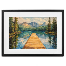 Dock In The Mountains Framed Art Print Dock In The Mountains Framed Art Print wall art product Petals Prints Design - Independent