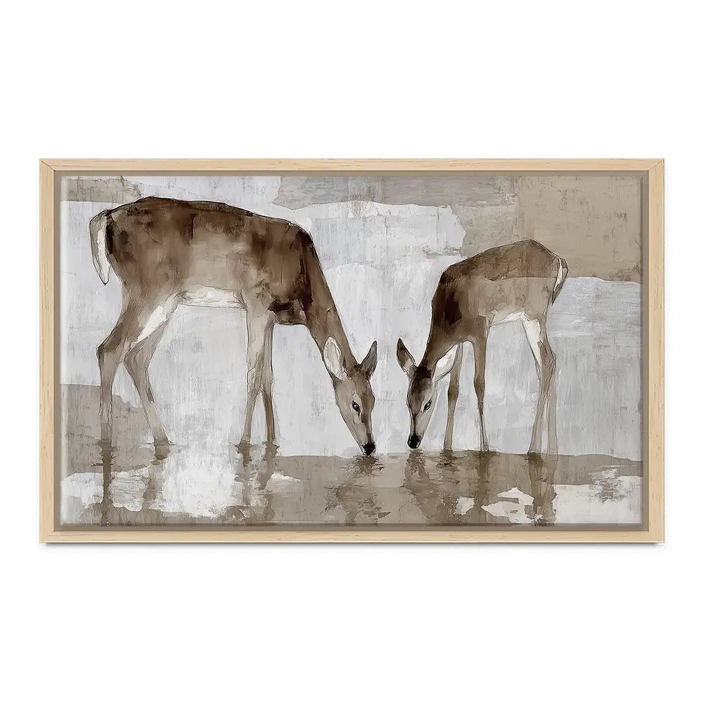 Doe Fawn Drinking Canvas Print Doe Fawn Drinking Canvas Print wall art product Chromatic Storm Studio