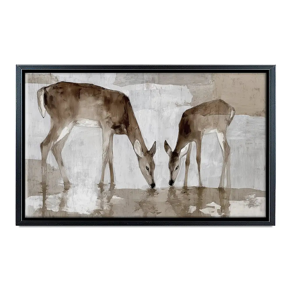 Doe Fawn Drinking Canvas Print Doe Fawn Drinking Canvas Print wall art product Chromatic Storm Studio