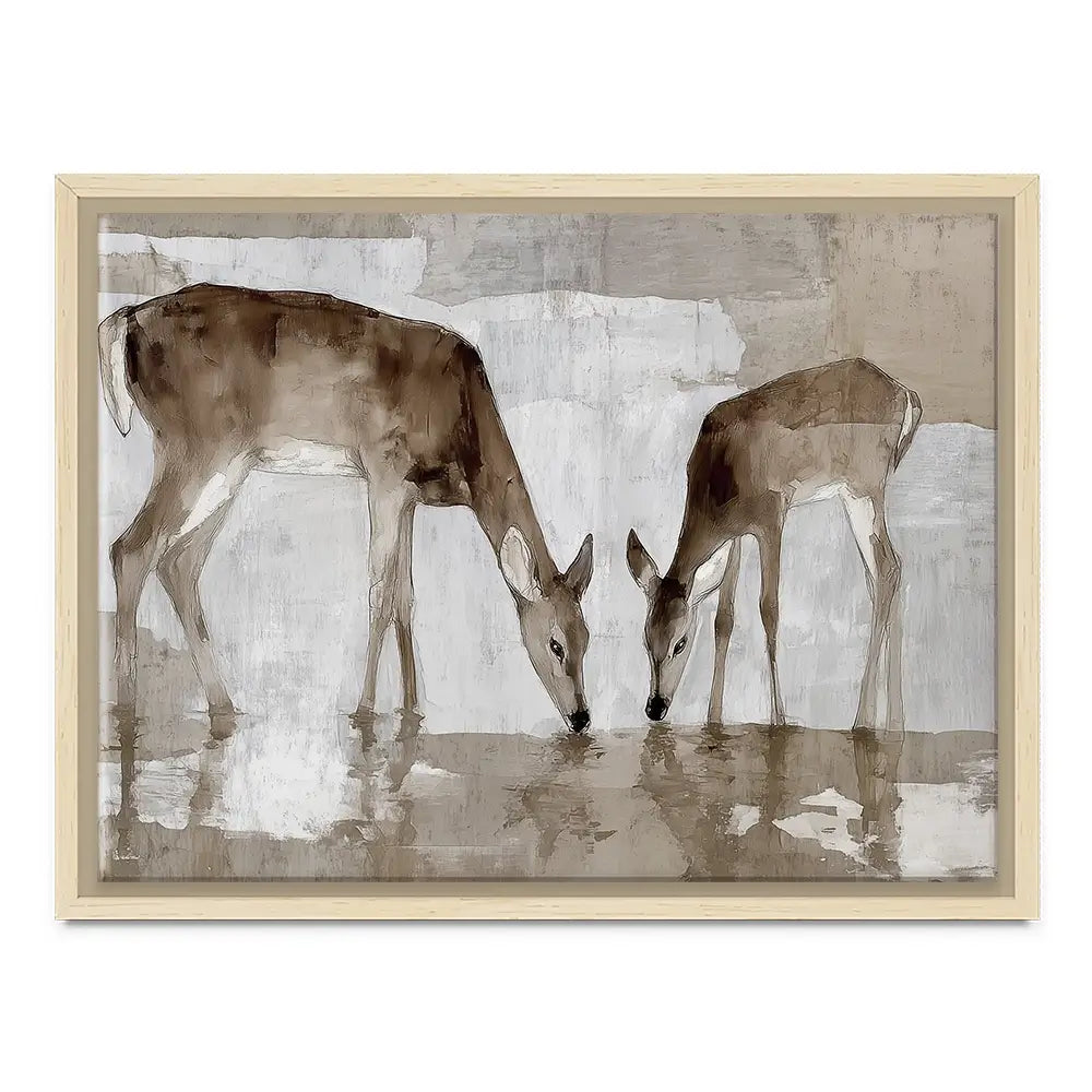 Doe Fawn Drinking Canvas Print Doe Fawn Drinking Canvas Print wall art product Chromatic Storm Studio