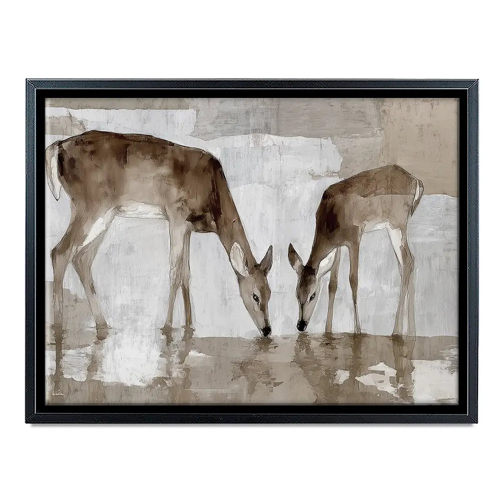 Doe Fawn Drinking Canvas Print Doe Fawn Drinking Canvas Print wall art product Chromatic Storm Studio