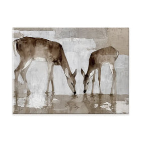 Doe Fawn Drinking Canvas Print Doe Fawn Drinking Canvas Print wall art product Chromatic Storm Studio