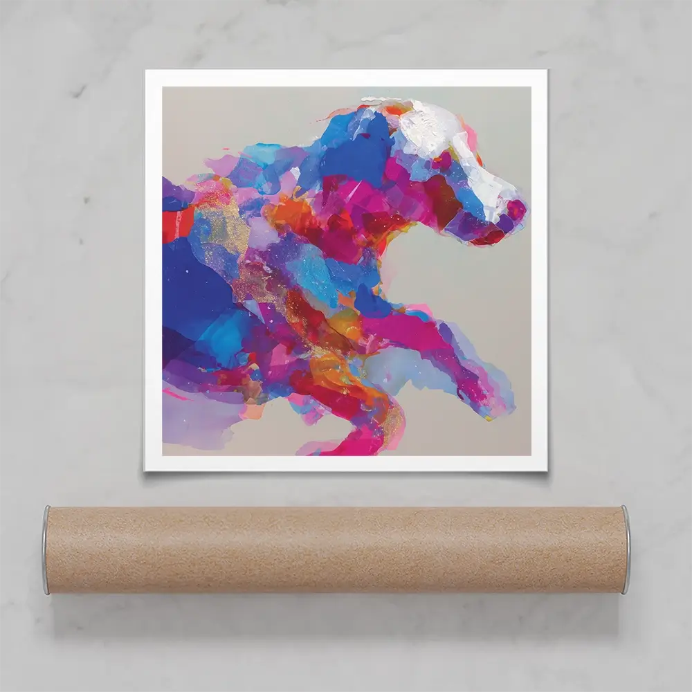 Dog In Full Stride Square Art Print Dog In Full Stride Square Art Print wall art product Chromatic Storm Studio