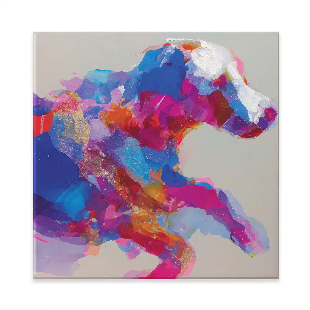 Dog In Full Stride Square Canvas Print Dog In Full Stride Square Canvas Print wall art product Chromatic Storm Studio