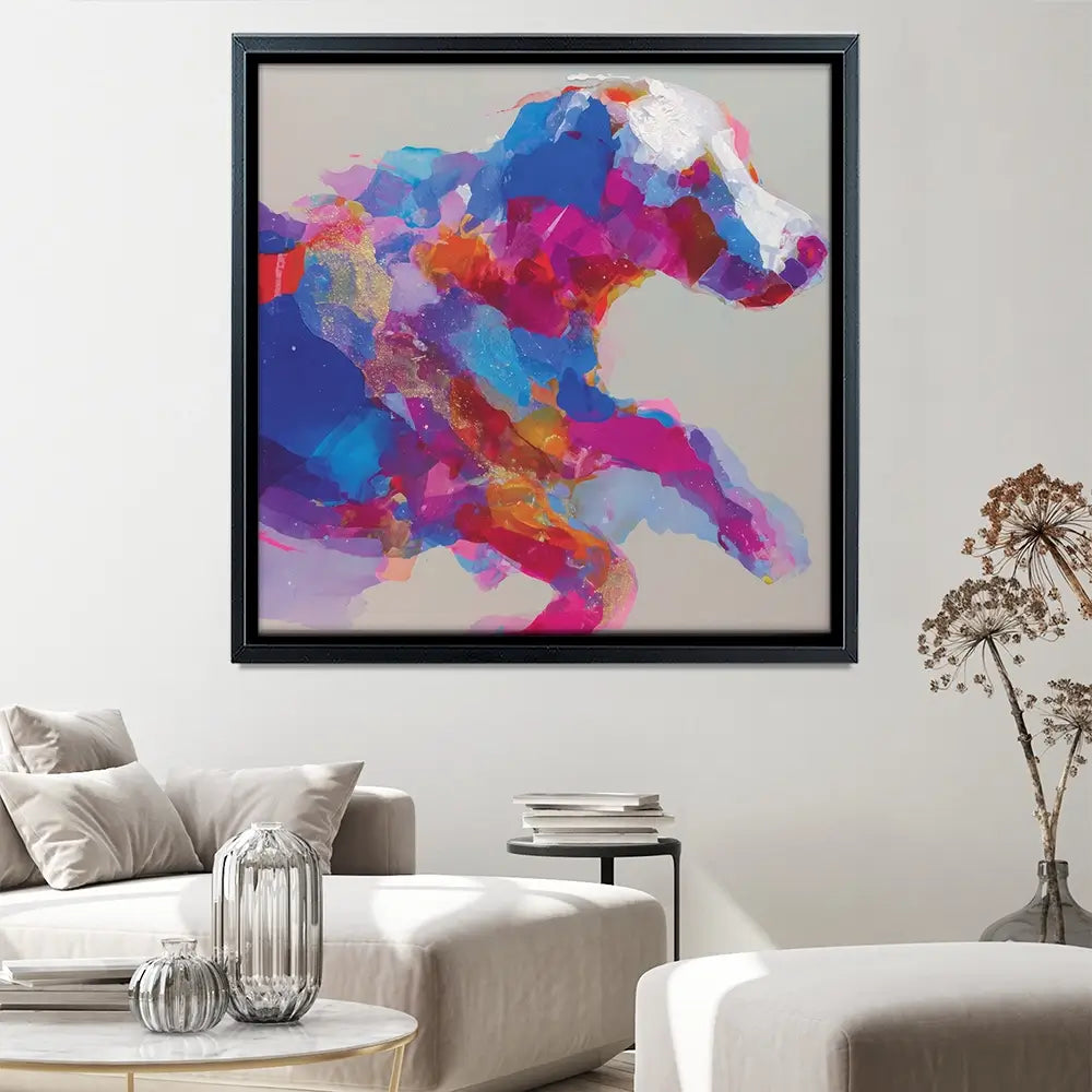 Dog In Full Stride Square Canvas Print Dog In Full Stride Square Canvas Print wall art product Chromatic Storm Studio