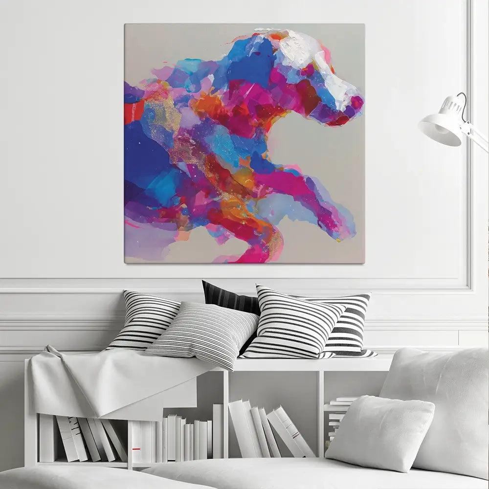 Dog In Full Stride Square Canvas Print Dog In Full Stride Square Canvas Print wall art product Chromatic Storm Studio