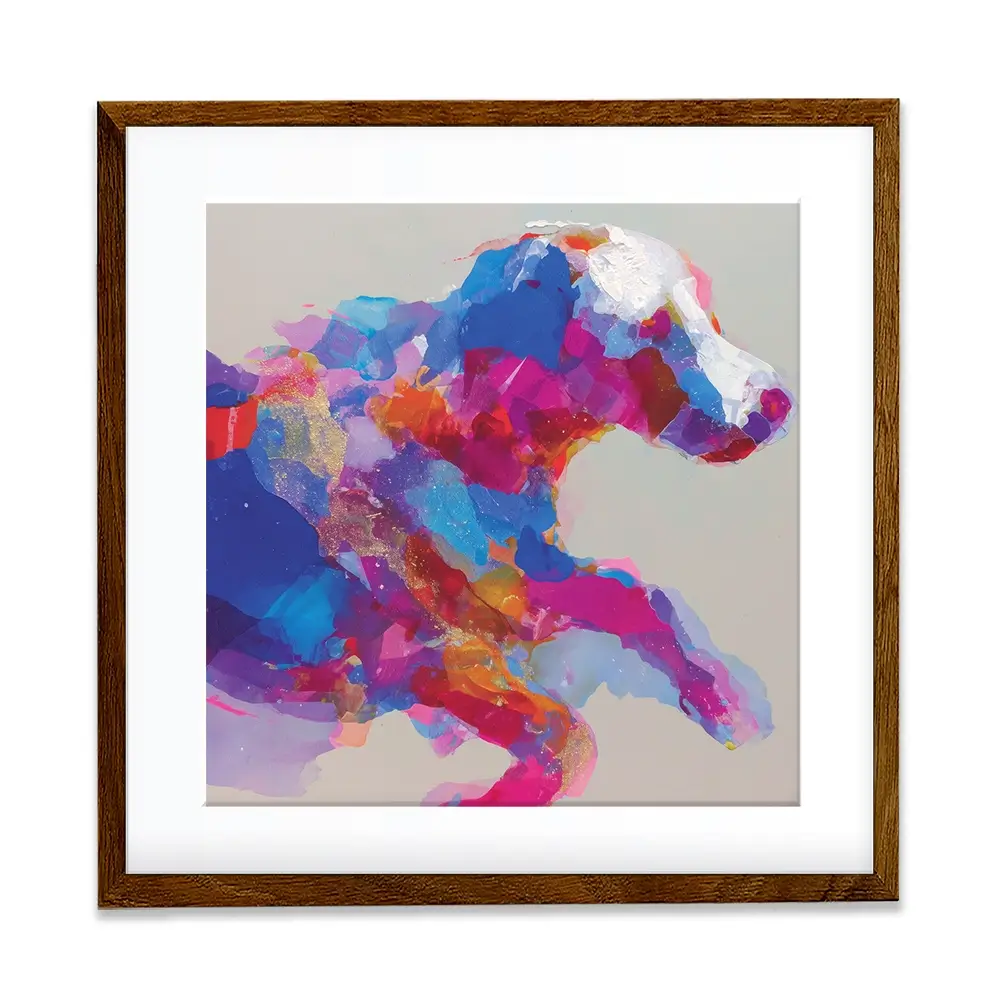 Dog In Full Stride Square Framed Art Print Dog In Full Stride Square Framed Art Print wall art product Chromatic Storm Studio