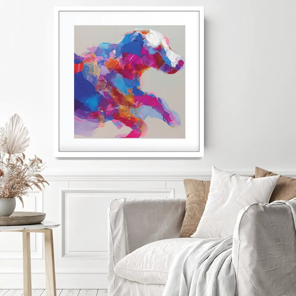 Dog In Full Stride Square Framed Art Print Dog In Full Stride Square Framed Art Print wall art product Chromatic Storm Studio