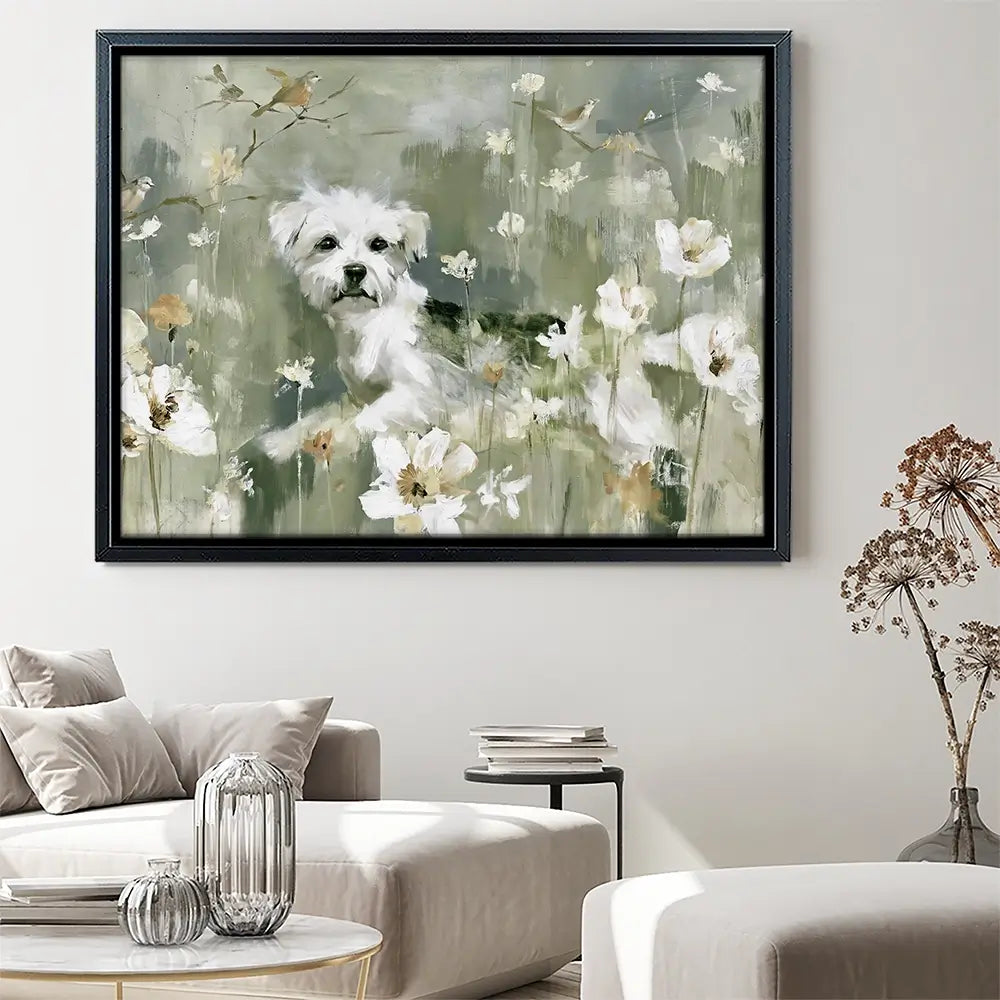 Dog In The Wildflowers Canvas Print Dog In The Wildflowers Canvas Print wall art product Chromatic Storm Studio
