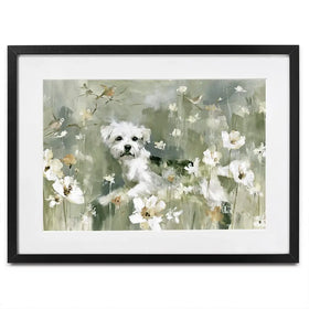 Dog In The Wildflowers Framed Art Print Dog In The Wildflowers Framed Art Print wall art product Chromatic Storm Studio