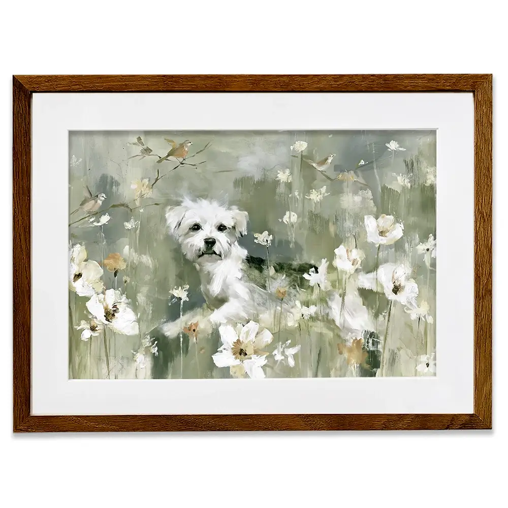 Dog In The Wildflowers Framed Art Print Dog In The Wildflowers Framed Art Print wall art product Chromatic Storm Studio