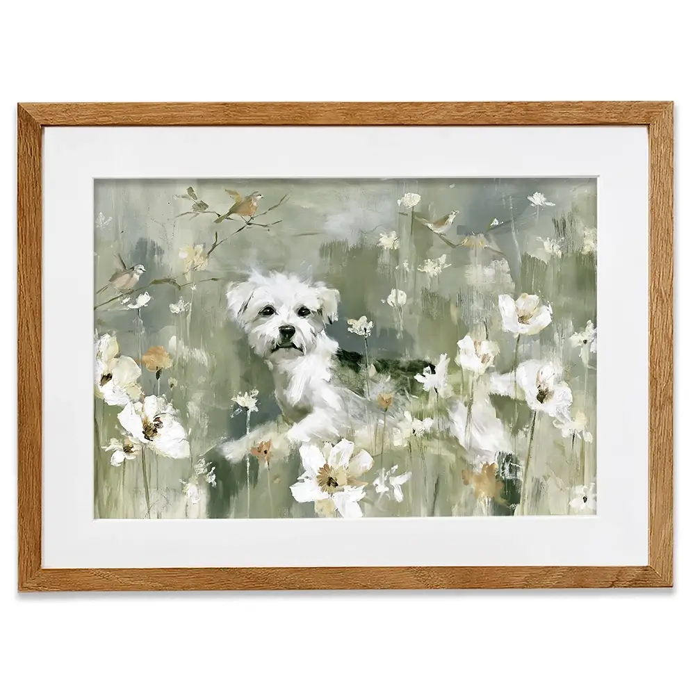 Dog In The Wildflowers Framed Art Print Dog In The Wildflowers Framed Art Print wall art product Chromatic Storm Studio