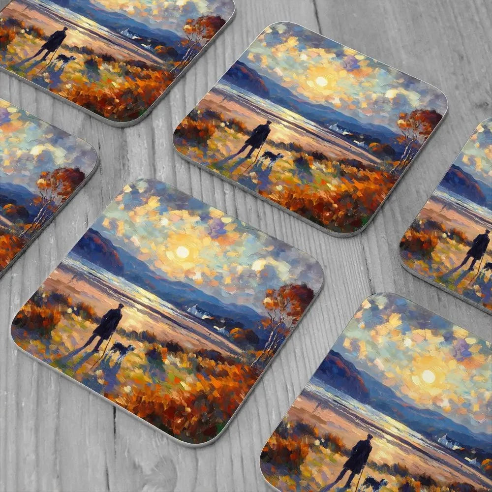 Dog Walker Coaster Set Rainbow Soul Tree Coaster Set | Rainbow Soul Tree Art Coasters wall art product David Alexander Elder