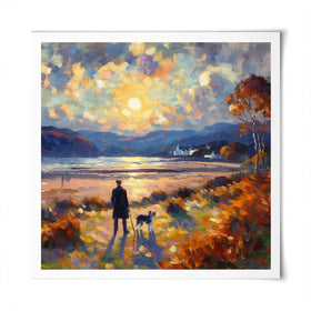 Dog Walker Square Art Print Dog Walker Square Art Print wall art product David Alexander Elder