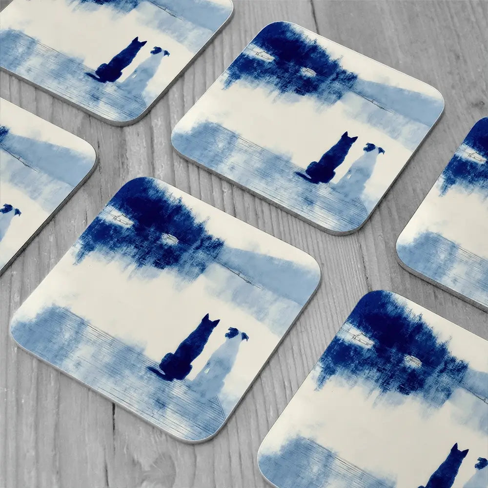 Dogs On Dock Coaster Set Dogs On Dock Coaster Set wall art product Chromatic Storm Studio