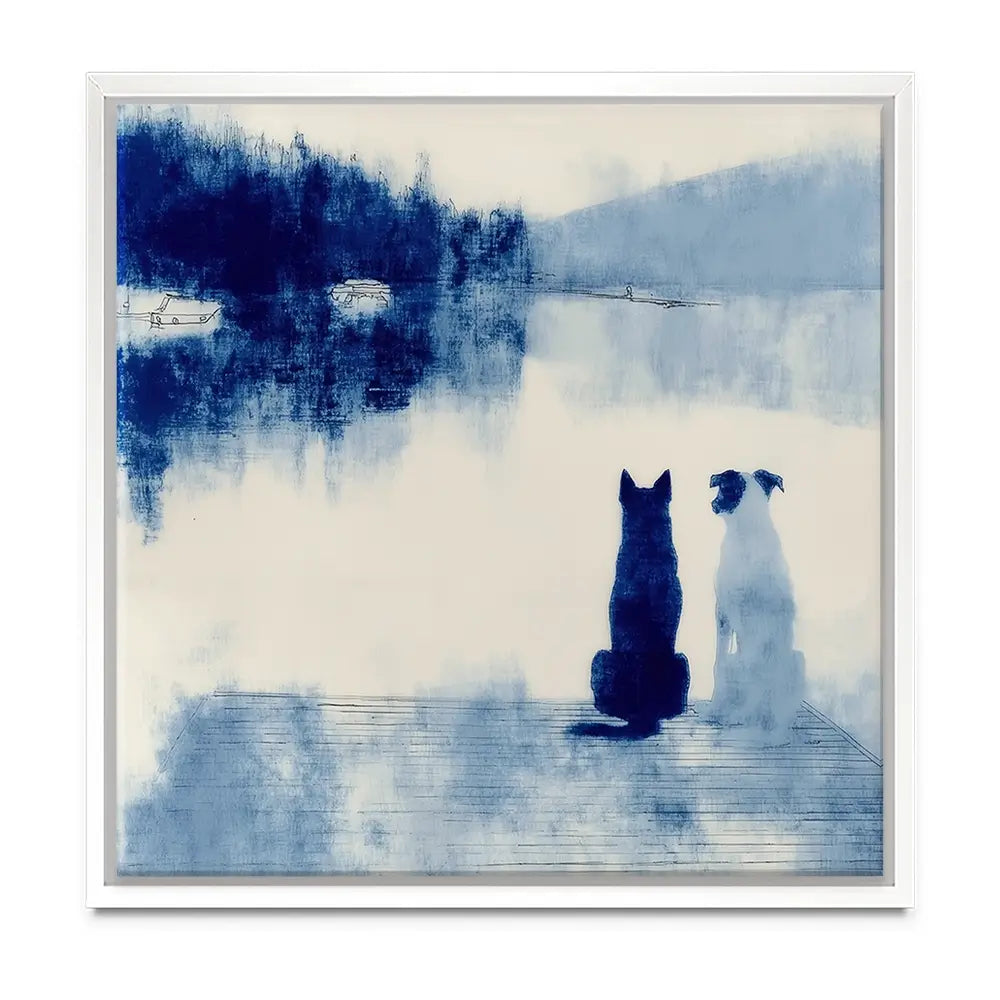 Dogs On Dock Oversized Square Canvas Print Dogs On Dock Oversized Square Canvas Print wall art product Chromatic Storm Studio