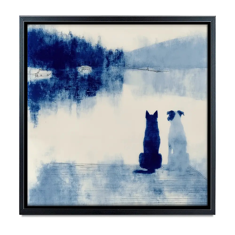 Dogs On Dock Oversized Square Canvas Print Dogs On Dock Oversized Square Canvas Print wall art product Chromatic Storm Studio