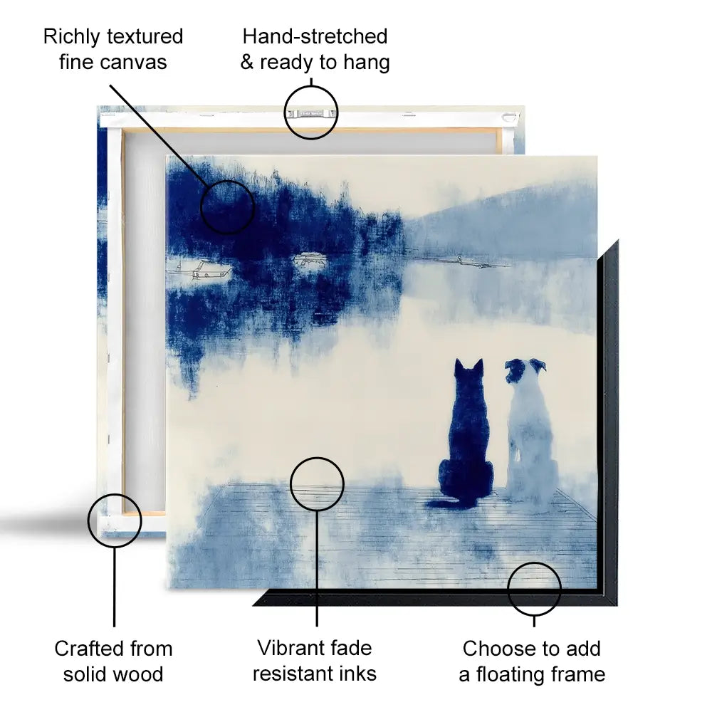 Dogs On Dock Oversized Square Canvas Print Dogs On Dock Oversized Square Canvas Print wall art product Chromatic Storm Studio