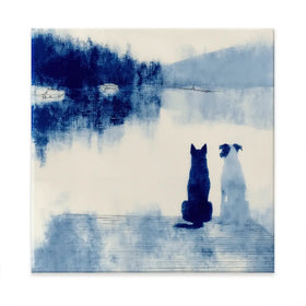 Dogs On Dock Oversized Square Canvas Print Dogs On Dock Oversized Square Canvas Print wall art product Chromatic Storm Studio